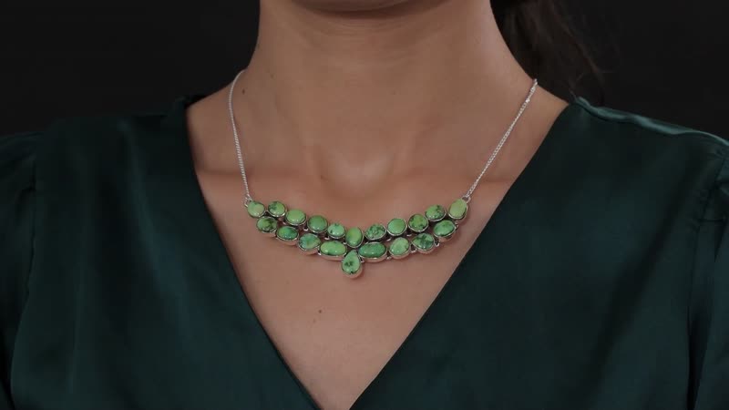 Artisan Crafted Sonoran Gold Turquoise Necklace 18-20 Inches in Sterling Silver 40.00 ctw