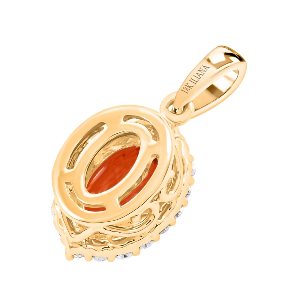 Certified & Appraised Iliana 18K Yellow Gold AAA Songea Sapphire and G-H SI Diamond Halo Pendant 1.05 ctw image number 4