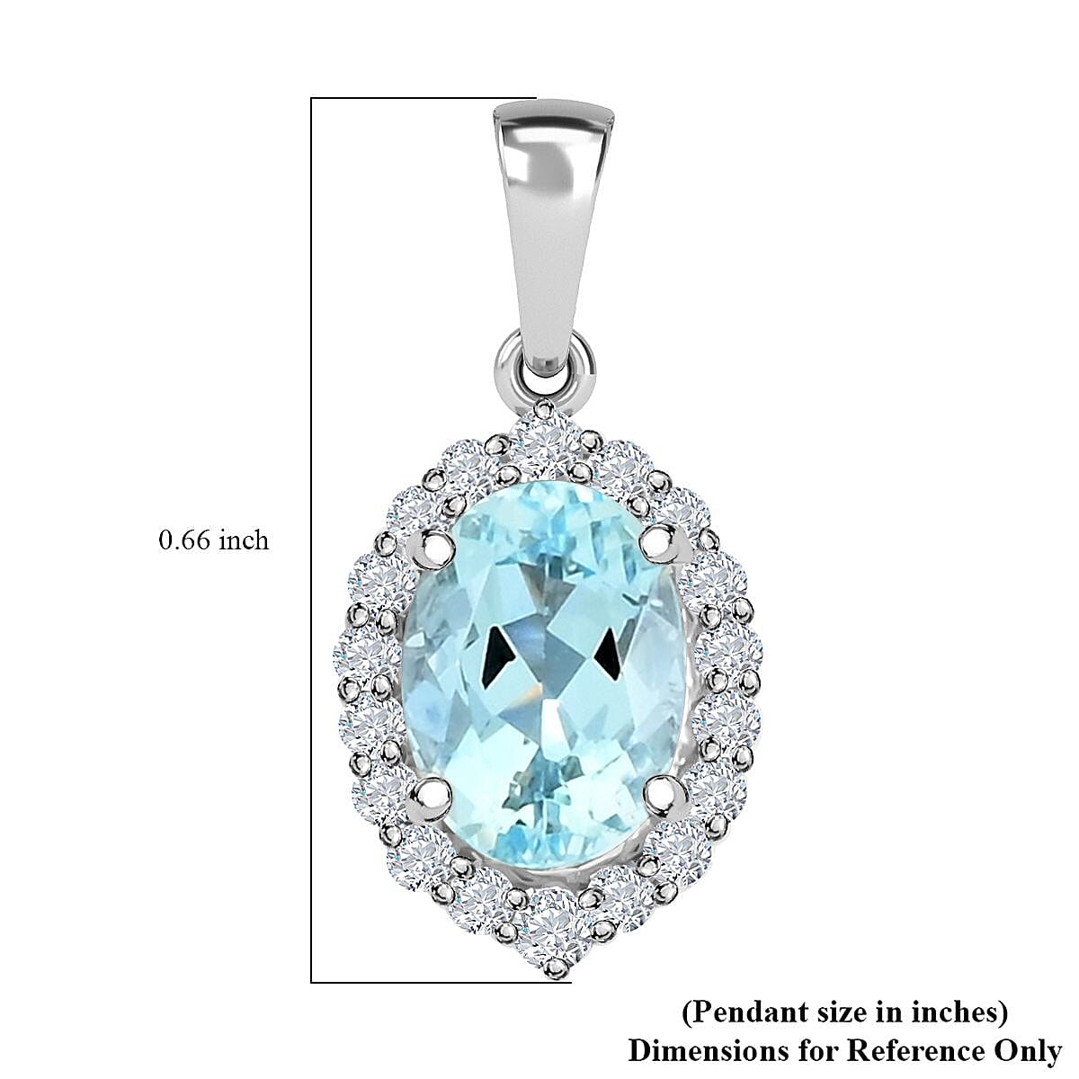 Certified & Appraised Iliana 18K White Gold AAA Santa Maria Aquamarine and G-H SI Diamond Halo Pendant without Chain 1.00 ctw