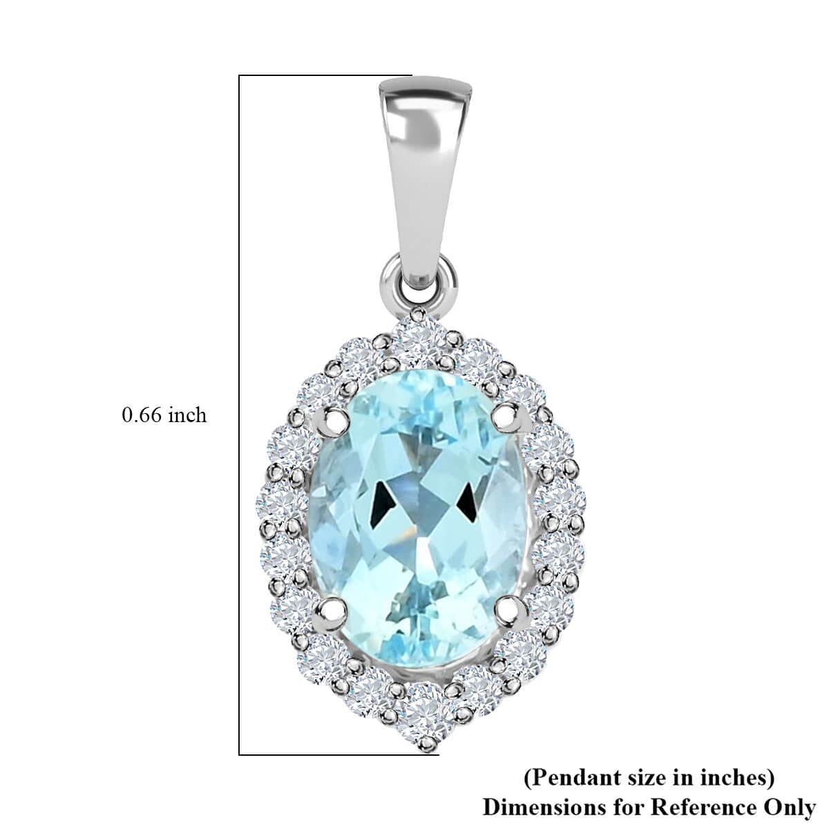 Certified & Appraised Iliana 18K White Gold AAA Santa Maria Aquamarine and G-H SI Diamond Halo Pendant 1.00 ctw image number 5