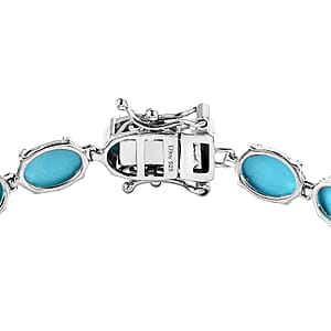 Premium Sleeping Beauty Turquoise Bracelet in Platinum Over Sterling Silver (6.50 In) 18.75 ctw