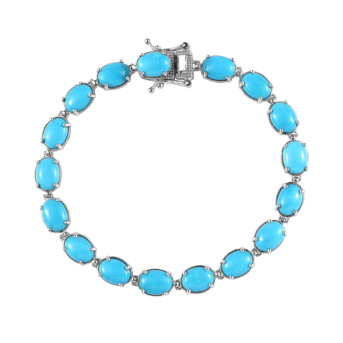 Premium Sleeping Beauty Turquoise Bracelet in Platinum Over Sterling Silver (7.25 In) 21.25 ctw image number 0