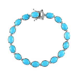 Premium Sleeping Beauty Turquoise Bracelet in Platinum Over Sterling Silver (7.25 In) 21.25 ctw