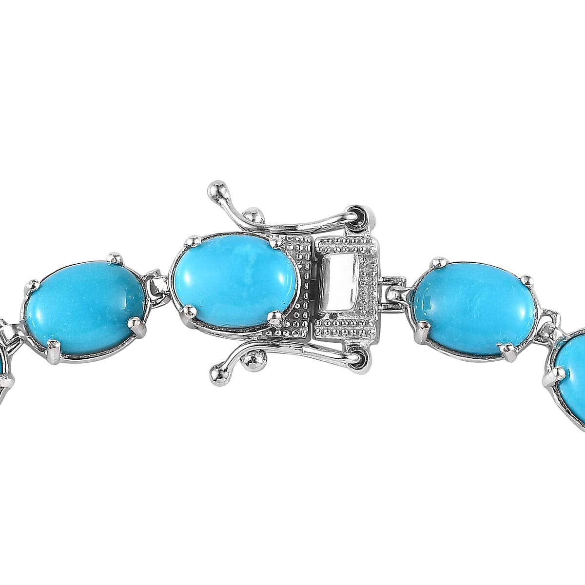 Premium Sleeping Beauty Turquoise Bracelet in Platinum Over Sterling Silver (7.25 In) 21.25 ctw image number 3
