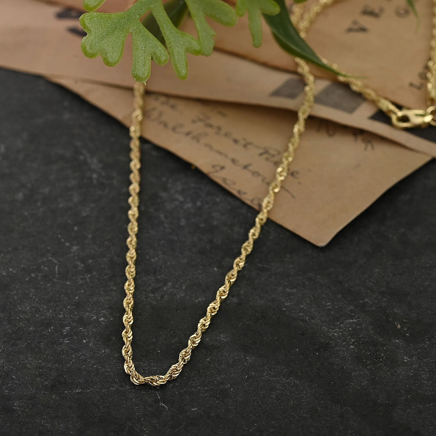 10K Yellow Gold 1mm Rope Necklace 20 Inches 1.30 Grams