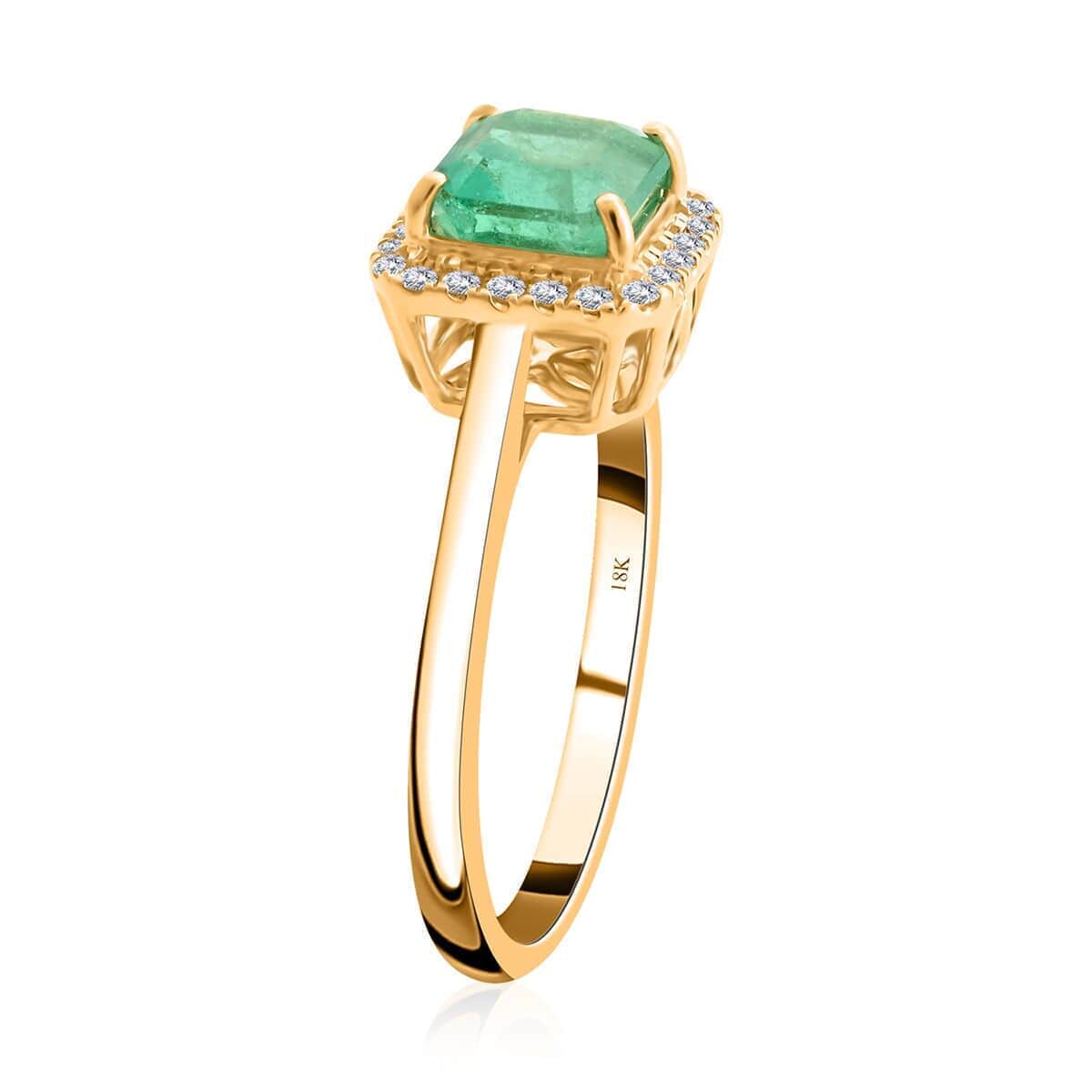 Certified and Appraised Iliana 18K Yellow Gold AAA Boyaca Colombian Emerald and SI Diamond Ring (Size 6.0) 4.40 Grams 1.85 ctw image number 3