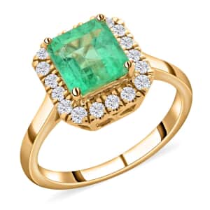 Certified and Appraised Iliana 18K Yellow Gold AAA Boyaca Colombian Emerald and SI Diamond Ring (Size 7.0) 4.40 Grams 1.85 ctw