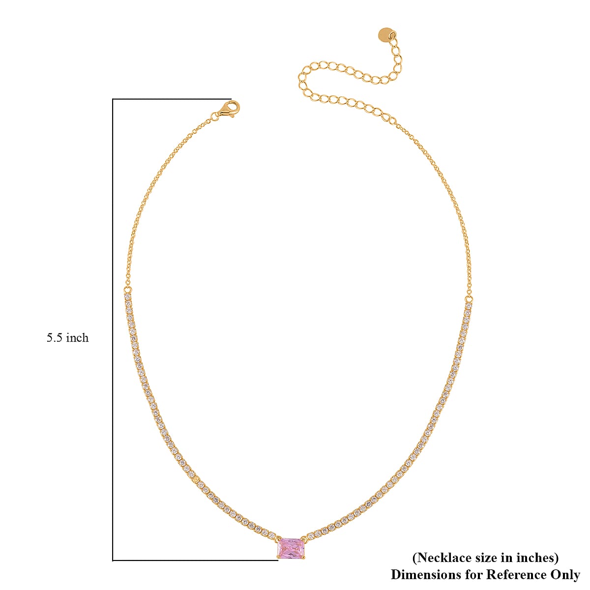 Lustro Stella Pink and White Finest CZ Necklace 16-18 Inches in Vermeil Yellow Gold Over Sterling Silver 10.50 ctw image number 6
