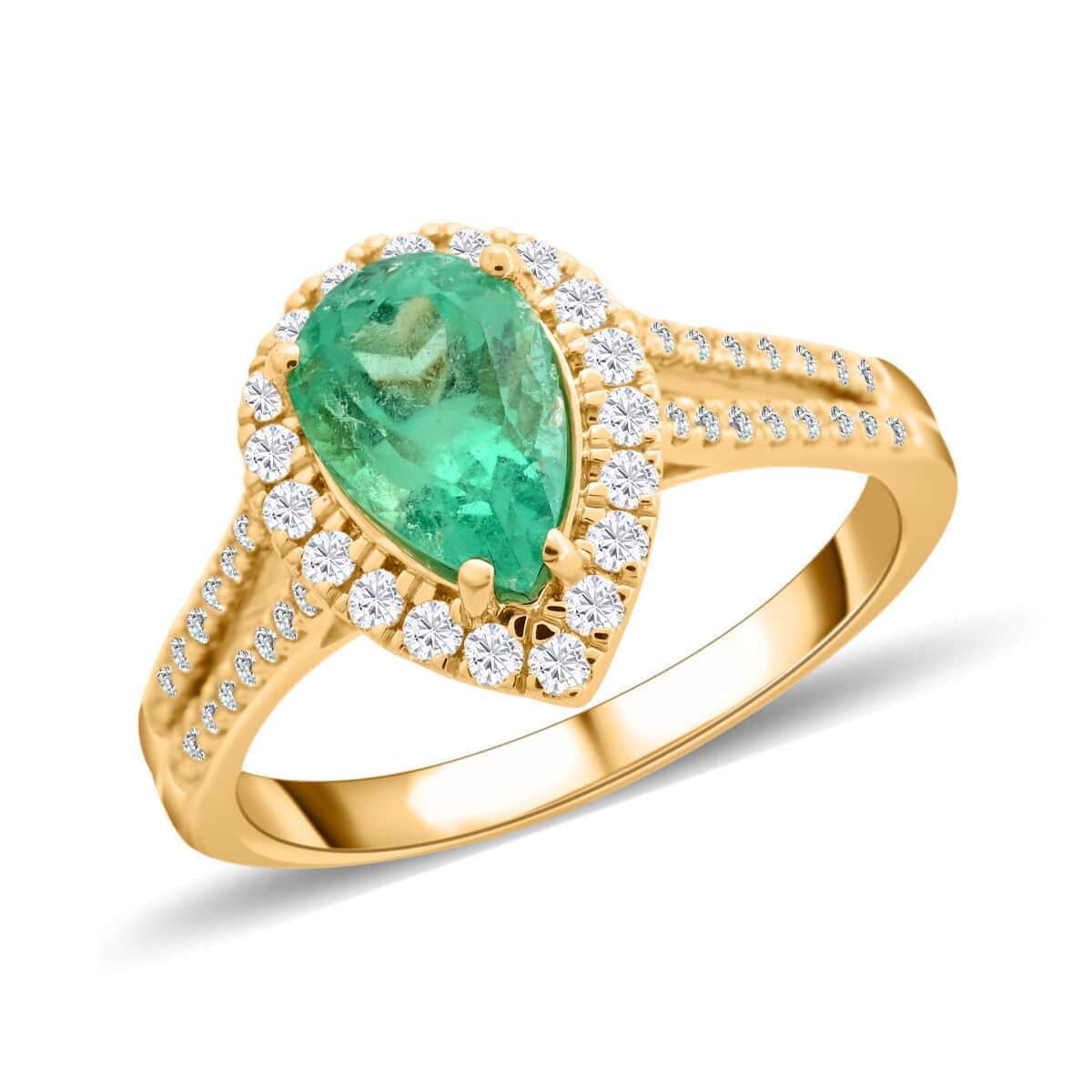 Certified and Appraised Iliana 18K Yellow Gold AAA Boyaca Colombian Emerald and SI Diamond Ring (Size 10.0) 4.90 Grams 1.80 ctw image number 0