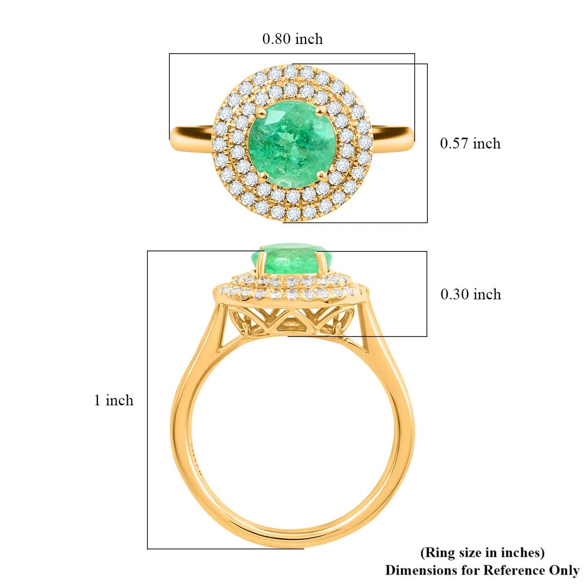 Certified & Appraised Iliana AAA Boyaca Colombian Emerald and SI Diamond 1.80 ctw Double Halo Ring in 18K Yellow Gold (Size 6.0) 4.75 Grams image number 5