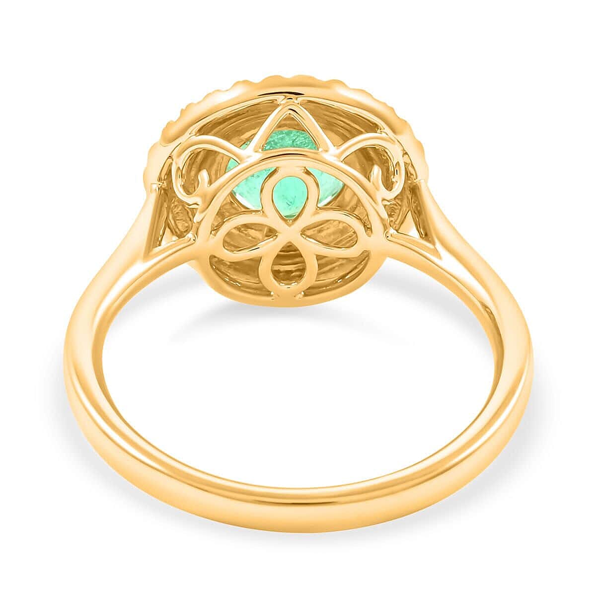 Iliana AAA Boyaca Colombian Emerald and SI Diamond 1.80 ctw Double Halo Ring in 18K Yellow Gold (Size 7.0) 4.75 Grams image number 4