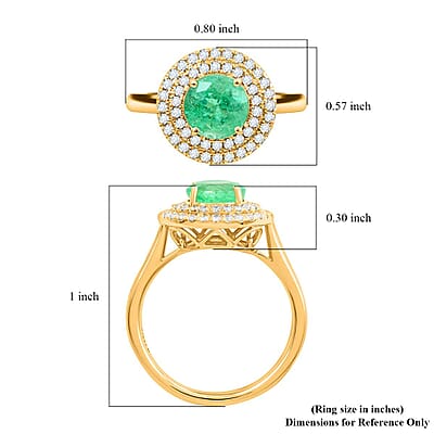 Certified and Appraised Iliana AAA Boyaca Colombian Emerald and SI Diamond 1.80 ctw Double Halo Ring in 18K Yellow Gold (Size 7.0) 4.75 Grams