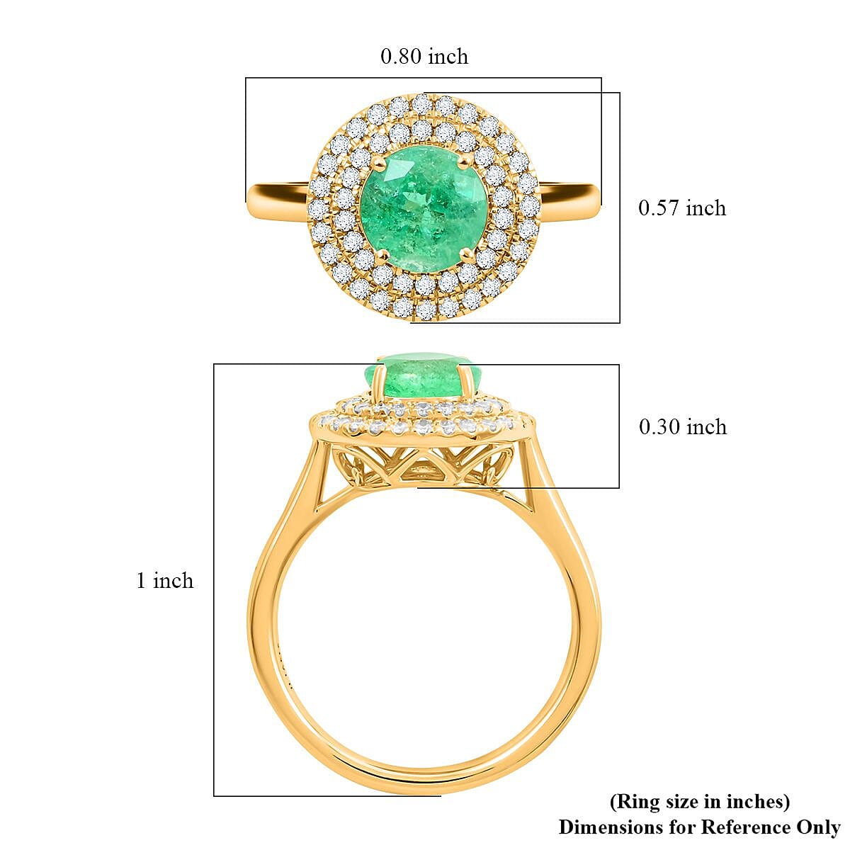 Iliana AAA Boyaca Colombian Emerald and SI Diamond 1.80 ctw Double Halo Ring in 18K Yellow Gold (Size 7.5) 4.75 Grams image number 5
