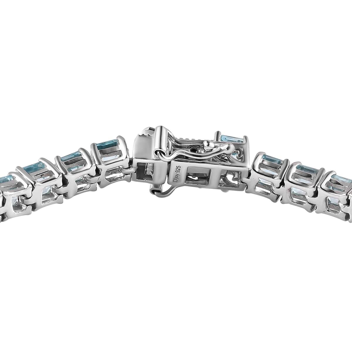 Asscher Cut Cambodian Blue Zircon Tennis Bracelet in Platinum Over Sterling Silver (6.50 In) 19.20 ctw image number 3