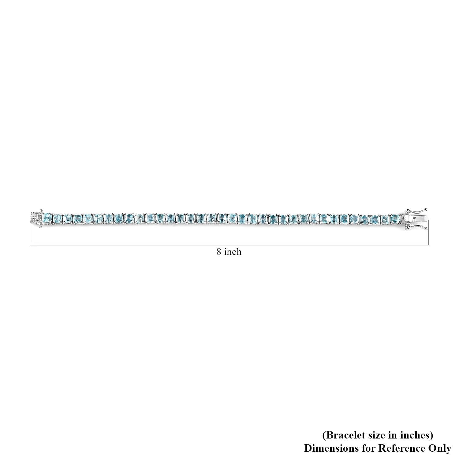 D'Joy Asscher Cut Cambodian Blue Zircon Tennis Bracelet in Platinum Over Sterling Silver (6.50 In) 19.20 ctw