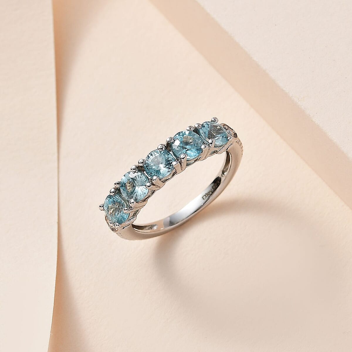 Cambodian Blue Zircon Ring in Platinum Over Sterling Silver (Size 5) 2.20 ctw image number 1