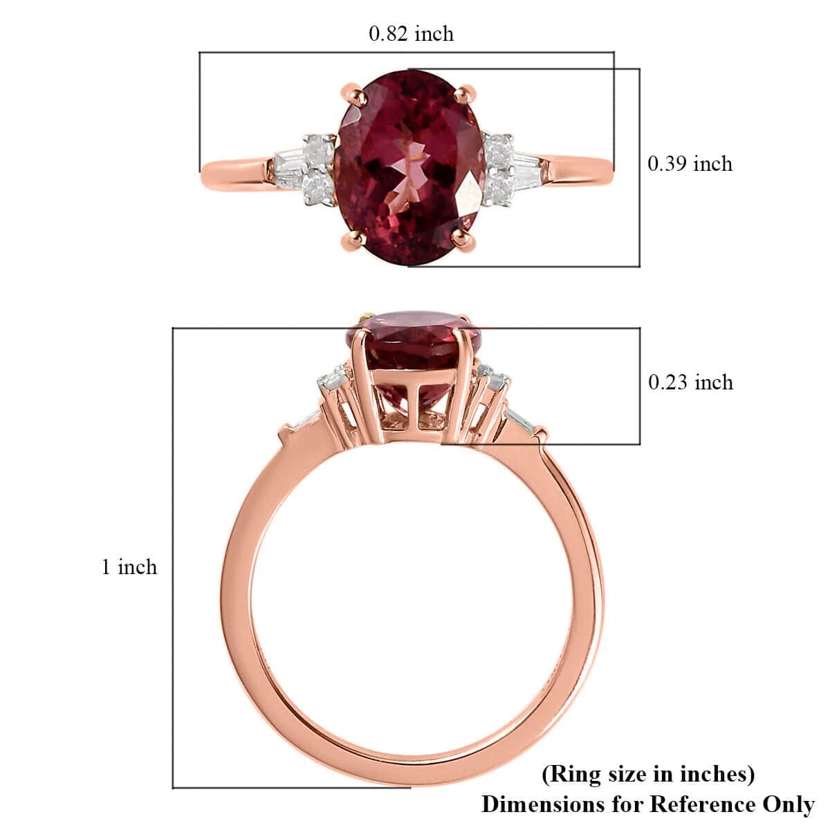 Luxoro 10K Rose Gold Premium Red Rose Apatite and G-H I3 Diamond Ring (Size 10.5) 2.20 ctw image number 5