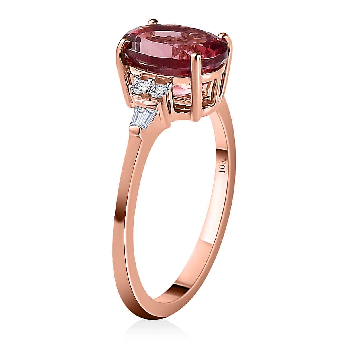 Luxoro 10K Rose Gold Premium Red Rose Apatite and G-H I3 Diamond Ring (Size 11.0) 2.20 ctw image number 3