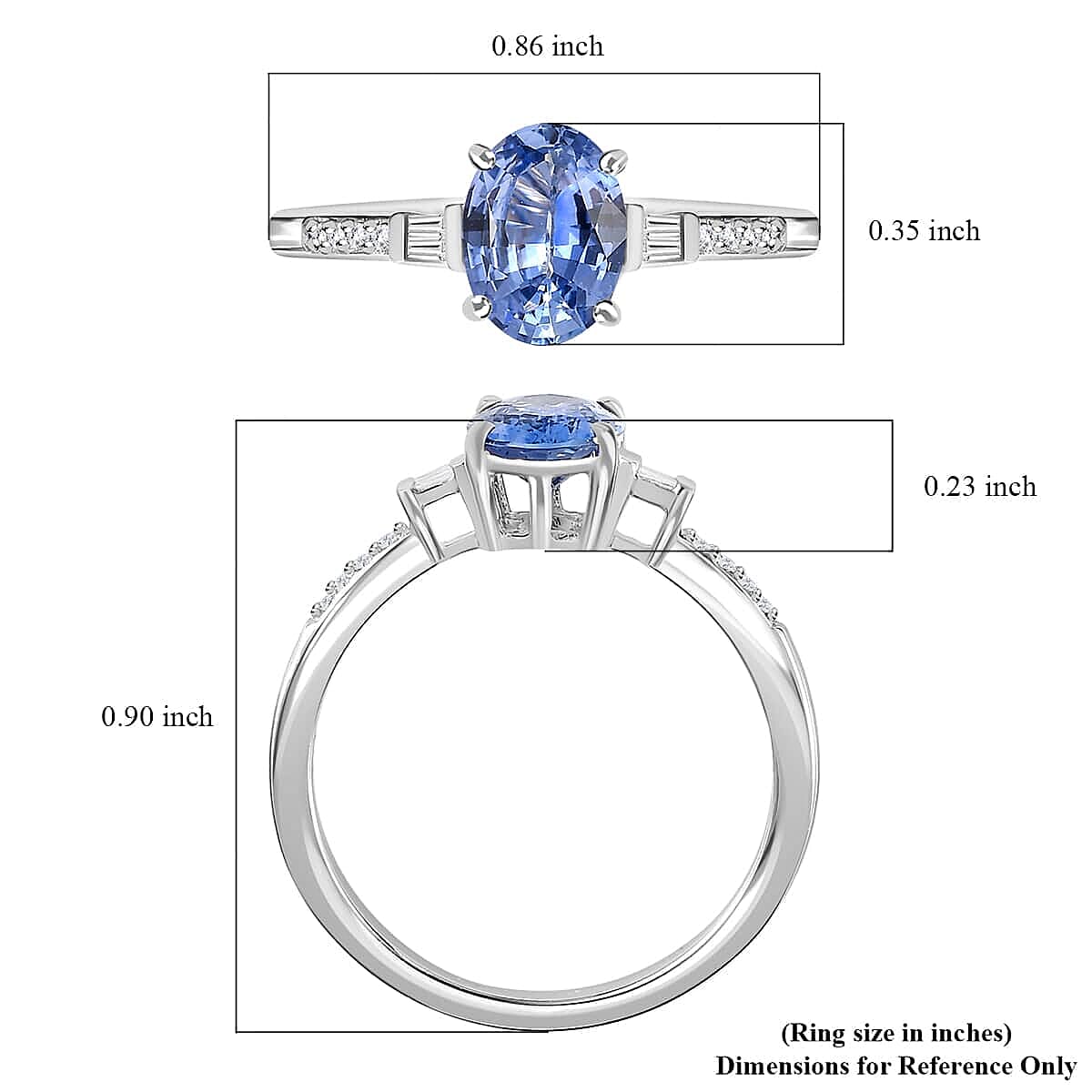 14K White Gold AAA Ceylon Blue Sapphire and G-H I3 Diamond Ring (Size 11.0) 1.40 ctw image number 5