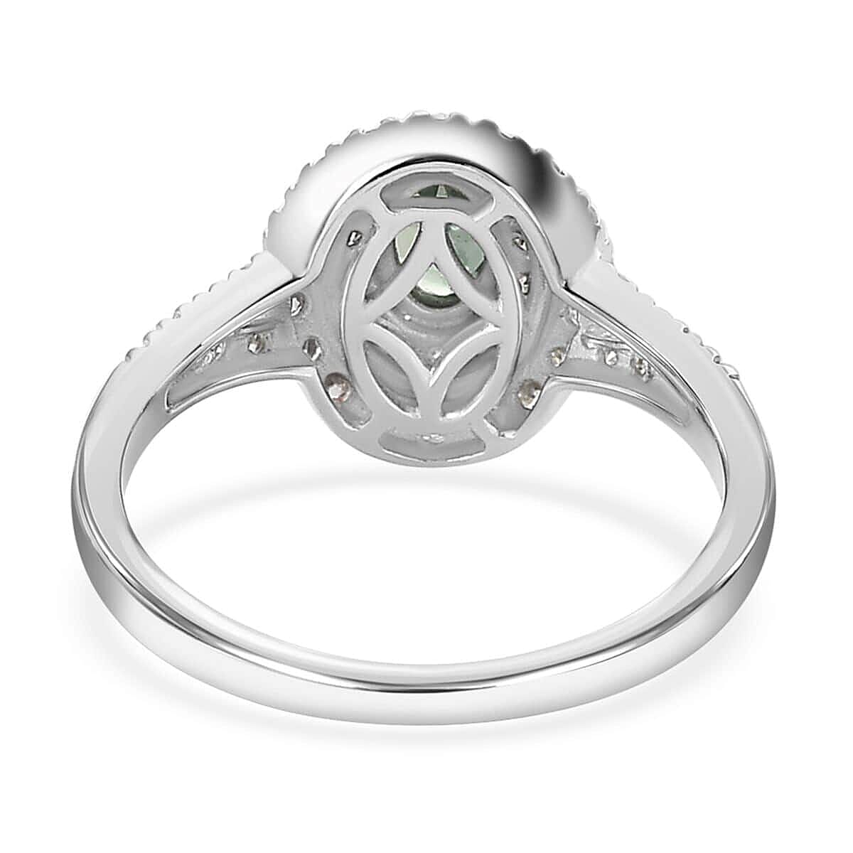 Luxoro 14K White Gold AAA Narsipatnam Alexandrite and Moissanite Double Halo Ring (Size 11.0) 1.10 ctw