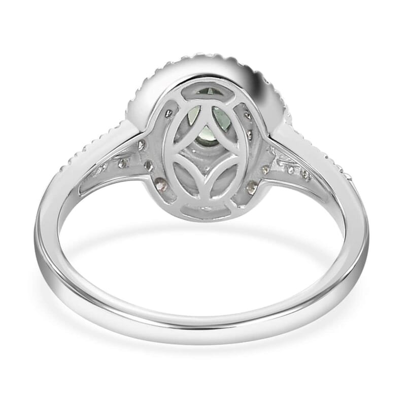 Luxoro 14K White Gold AAA Narsipatnam Alexandrite and Moissanite Double Halo Ring (Size 11.0) 1.10 ctw