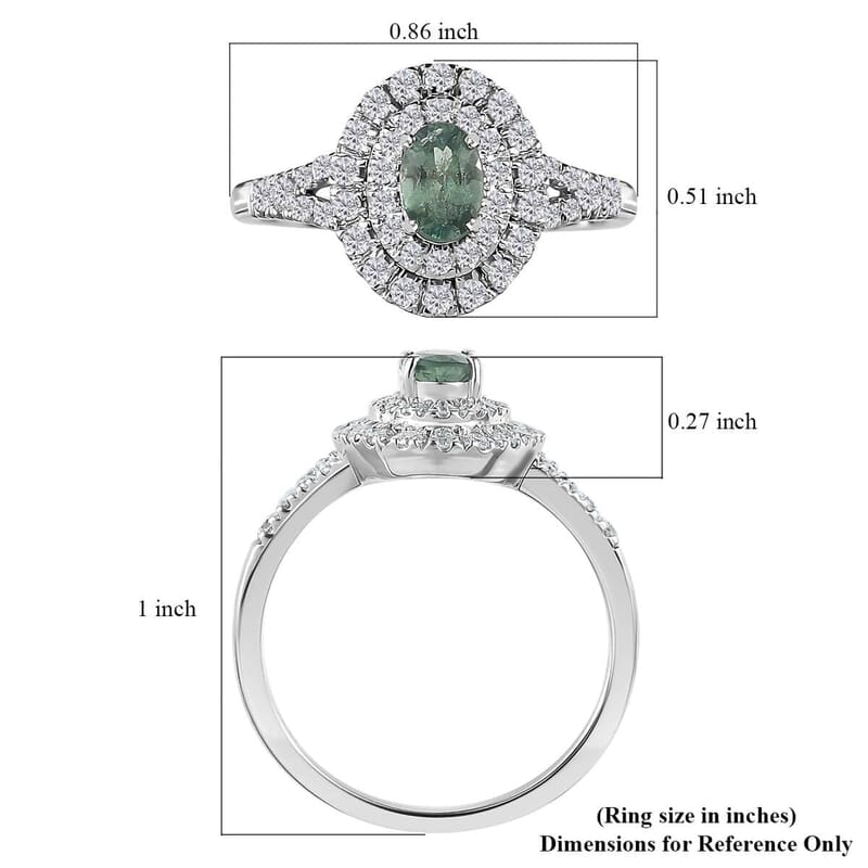 Luxoro 14K White Gold AAA Narsipatnam Alexandrite and Moissanite Double Halo Ring (Size 11.0) 1.10 ctw