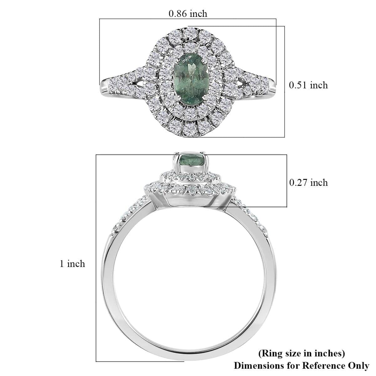 Luxoro 14K White Gold AAA Narsipatnam Alexandrite and Moissanite Double Halo Ring (Size 9.5) 1.10 ctw image number 5