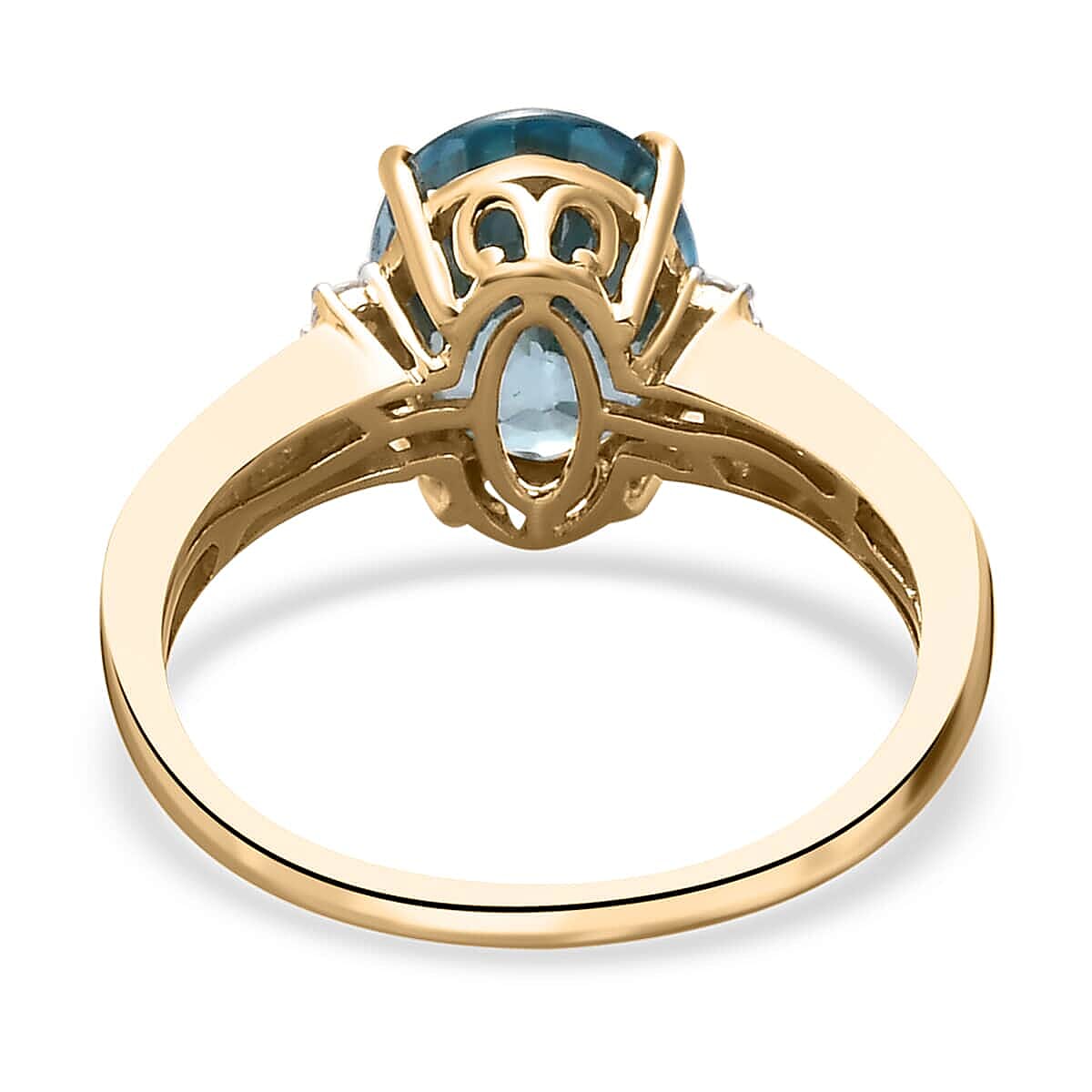 Luxoro 10K Yellow Gold Premium Cambodian Blue Zircon and Moissanite Ring (Size 8.5) 4.70 ctw image number 4
