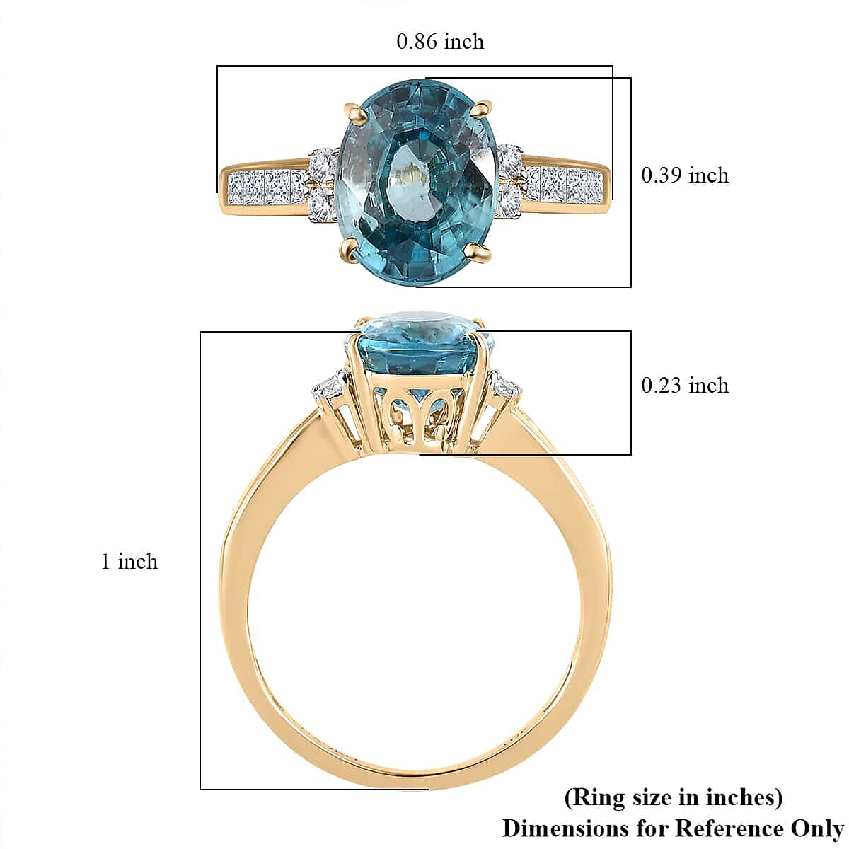 Luxoro 10K Yellow Gold Premium Cambodian Blue Zircon and Moissanite Ring (Size 8.5) 4.70 ctw image number 5