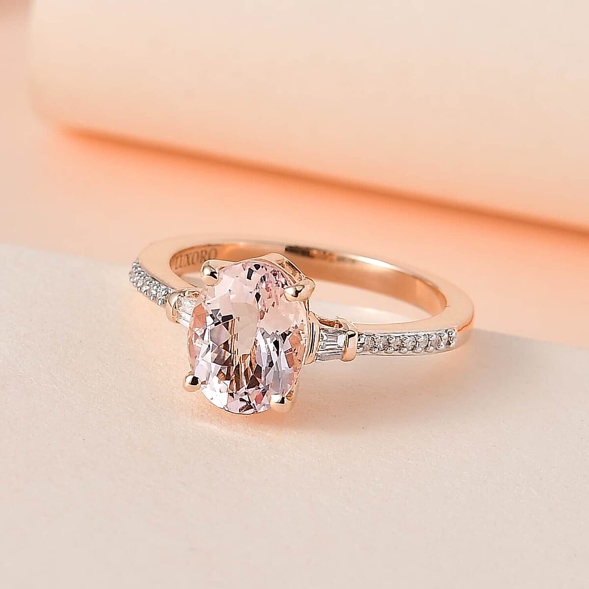 Luxoro 10K Rose Gold Premium Pink Morganite and Diamond Ring (Size 5.5) 1.75 ctw image number 1