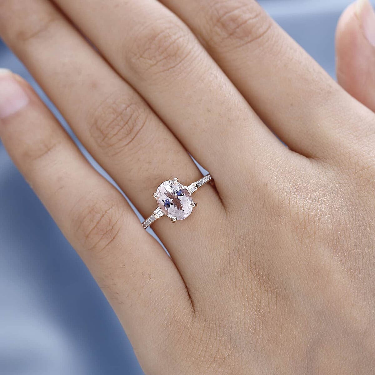 Luxoro 10K Rose Gold Premium Pink Morganite and Diamond Ring (Size 5.5) 1.75 ctw image number 2