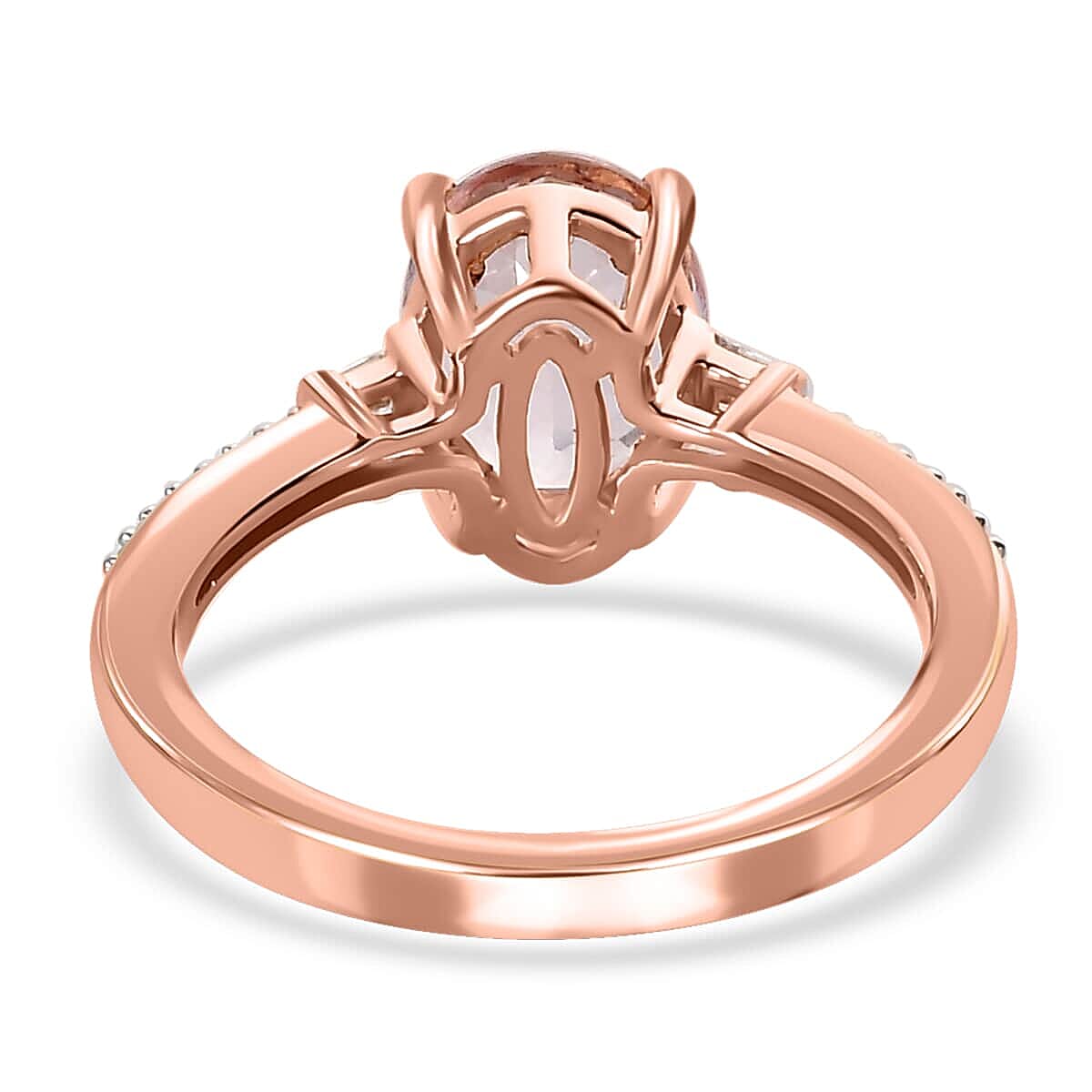 Luxoro 10K Rose Gold Premium Pink Morganite and Diamond Ring (Size 5.5) 1.75 ctw image number 4
