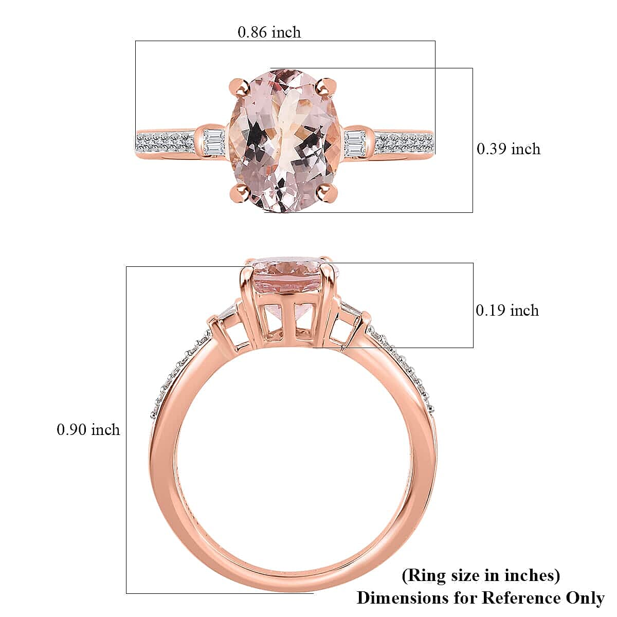 Luxoro 10K Rose Gold Premium Pink Morganite and Diamond Ring (Size 7.5) 1.75 ctw