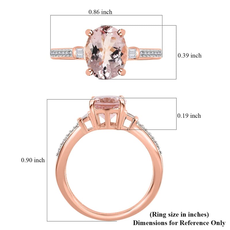 Luxoro 10K Rose Gold Premium Pink Morganite and Diamond Ring (Size 7.5) 1.75 ctw