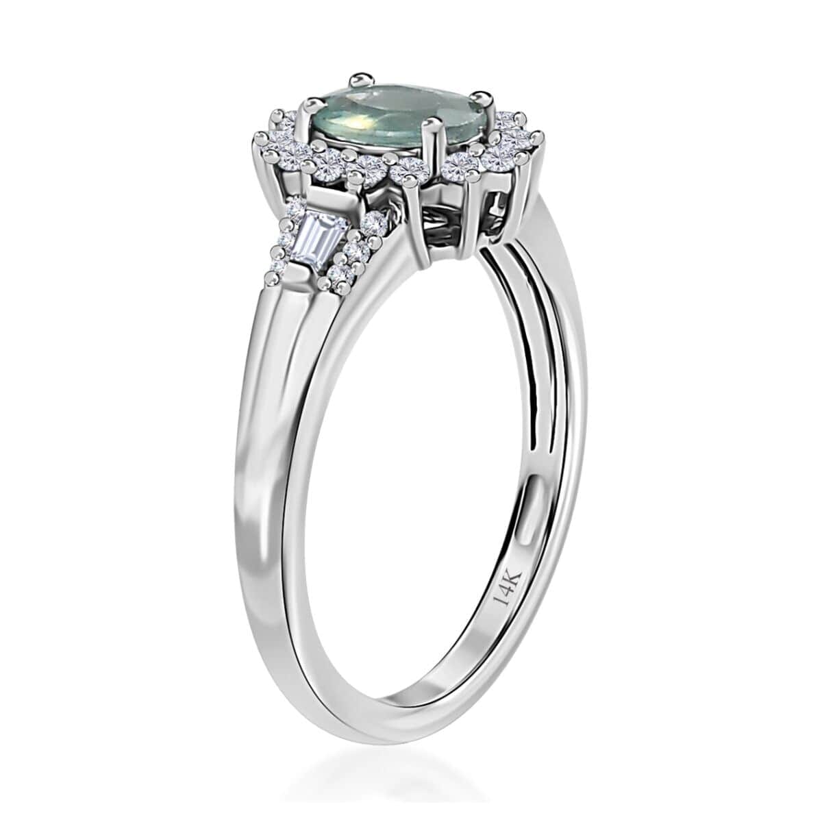 Luxoro 14K White Gold AAA Narsipatnam Alexandrite and Moissanite Floral Ring (Size 9.5) 1.15 ctw image number 3