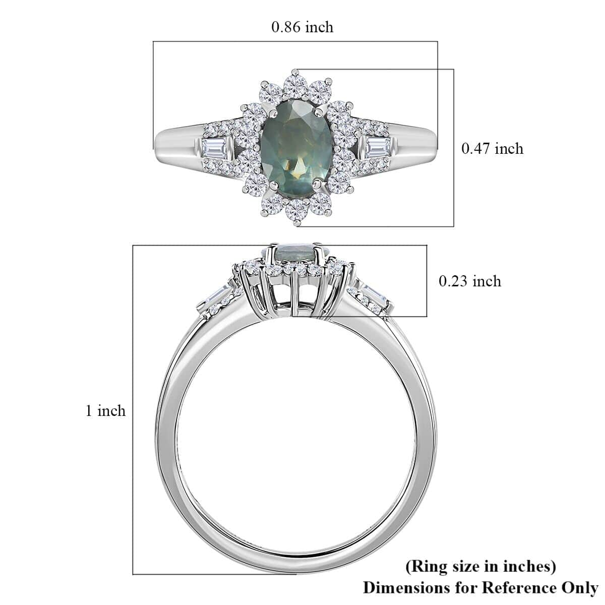 Luxoro 14K White Gold AAA Narsipatnam Alexandrite and Moissanite Floral Ring (Size 9.5) 1.15 ctw image number 5