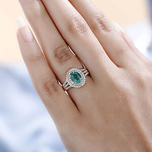 Luxoro 10K Yellow Gold AAA Kagem Zambian Emerald, Natural Yellow and White Diamond I3 Double Halo Ring (Size 8.5) 1.60 ctw
