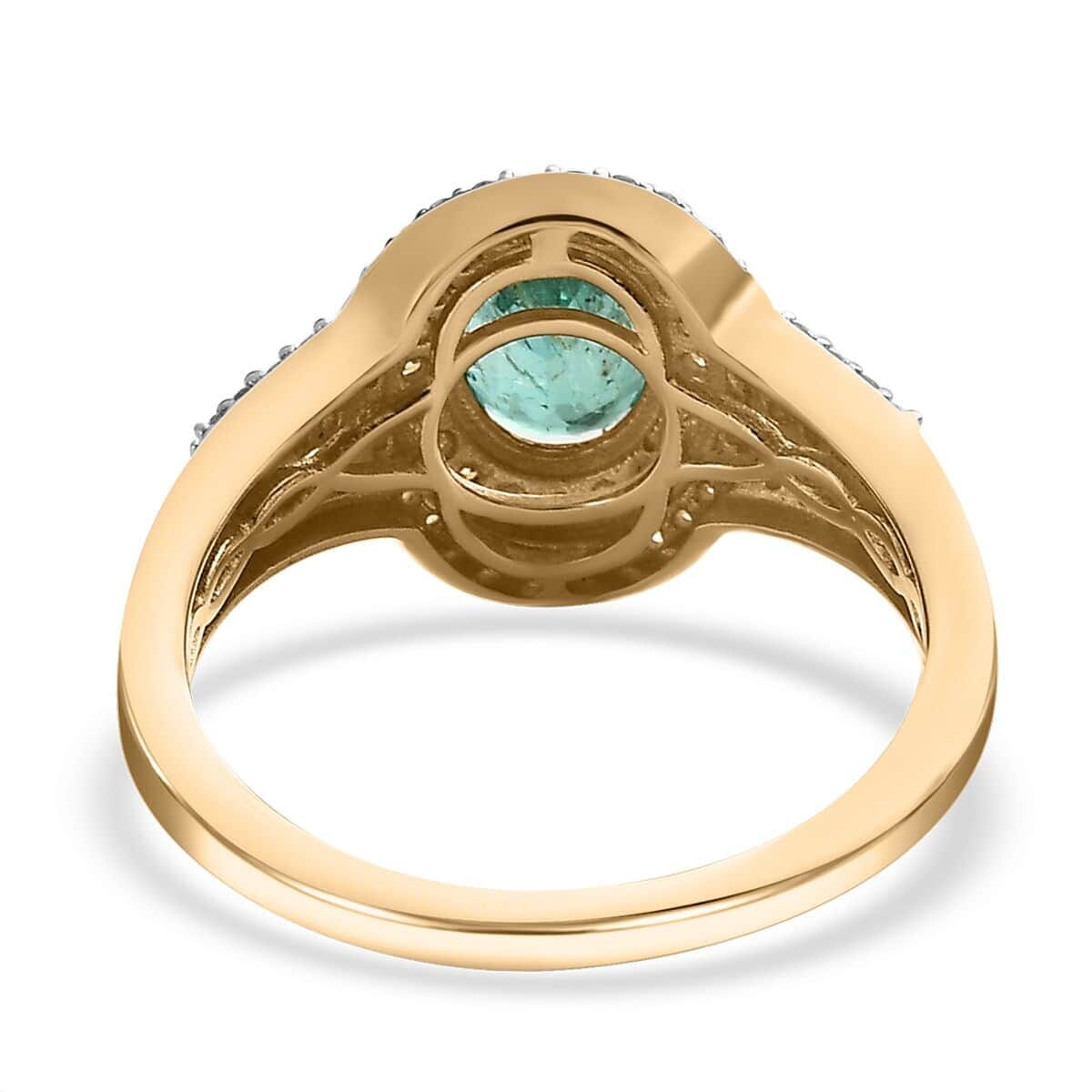 Luxoro 10K Yellow Gold AAA Kagem Zambian Emerald, Natural Yellow and White Diamond I3 Double Halo Ring (Size 8.5) 1.60 ctw image number 4