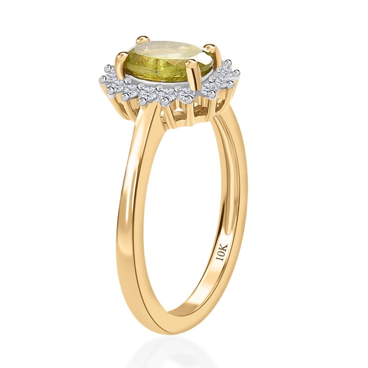 Luxoro 10K Yellow Gold Premium Sava Sphene and Moissanite Halo Ring (Size 10.5) 1.00 ctw image number 3