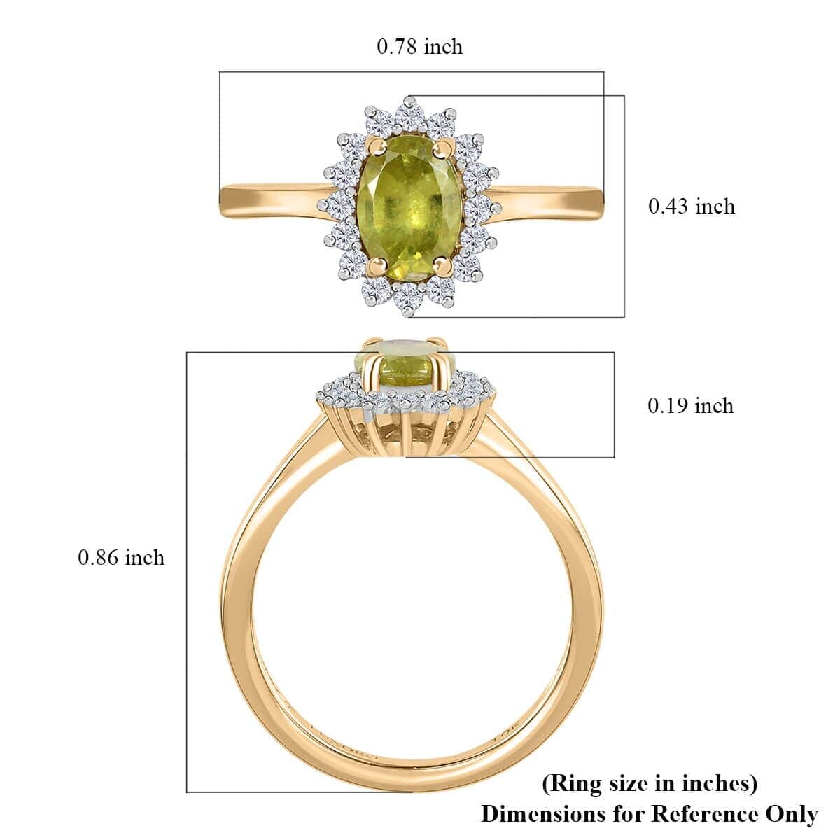 Luxoro 10K Yellow Gold Premium Sava Sphene and Moissanite Halo Ring (Size 10.5) 1.00 ctw image number 5