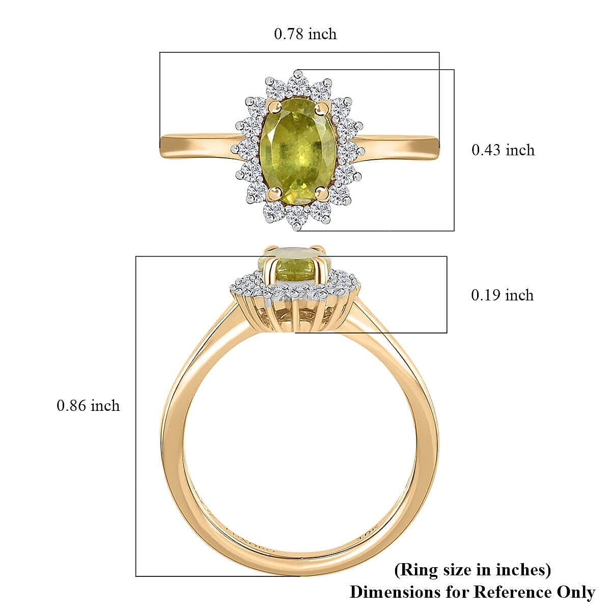 Luxoro 10K Yellow Gold Premium Sava Sphene and Moissanite Halo Ring (Size 8.5) 1.00 ctw image number 5