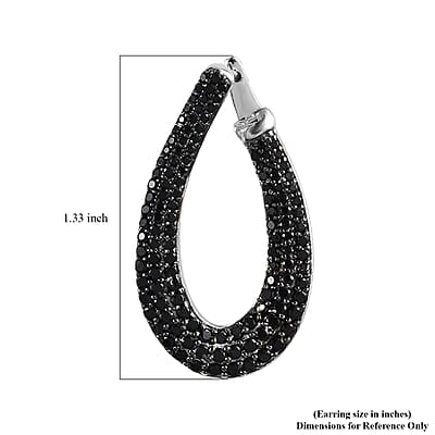 Thai Black Spinel 3.15 ctw Stud Earrings in Rhodium Over Sterling Silver