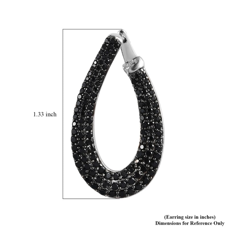 Thai Black Spinel 3.15 ctw Stud Earrings in Rhodium Over Sterling Silver