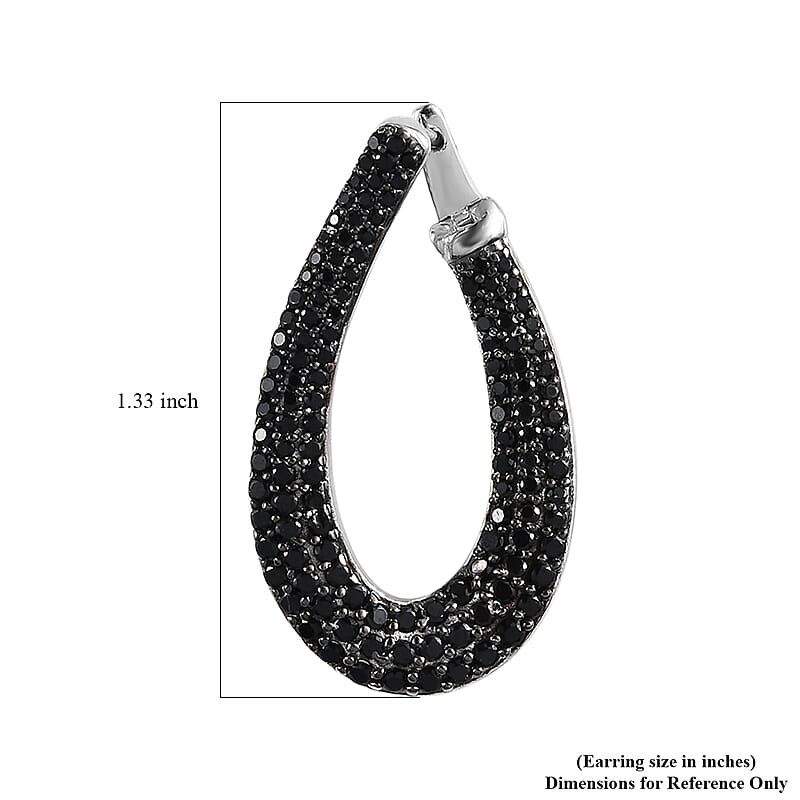 Thai Black Spinel 3.15 ctw Stud Earrings in Rhodium Over Sterling Silver