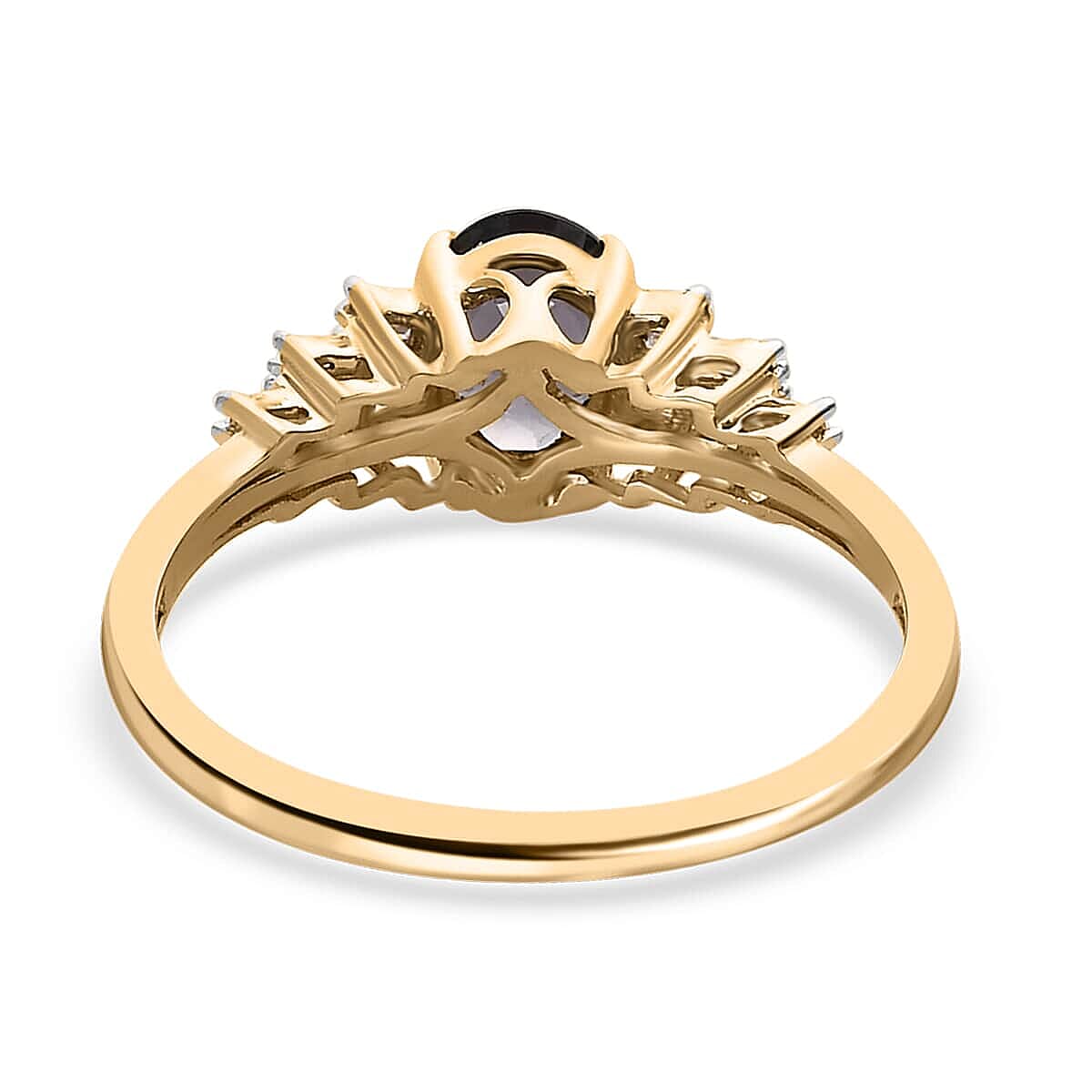 Luxoro 10K Yellow Gold AAA Gray Spinel and G-H I2 Diamond Ring (Size 7.5) 1.00 ctw image number 4