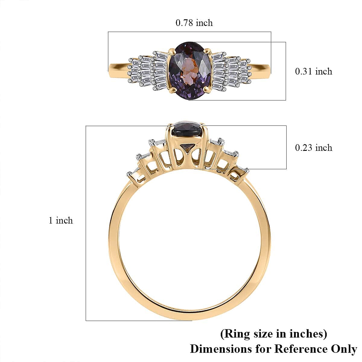 Luxoro 10K Yellow Gold AAA Gray Spinel and G-H I2 Diamond Ring (Size 7.5) 1.00 ctw image number 5