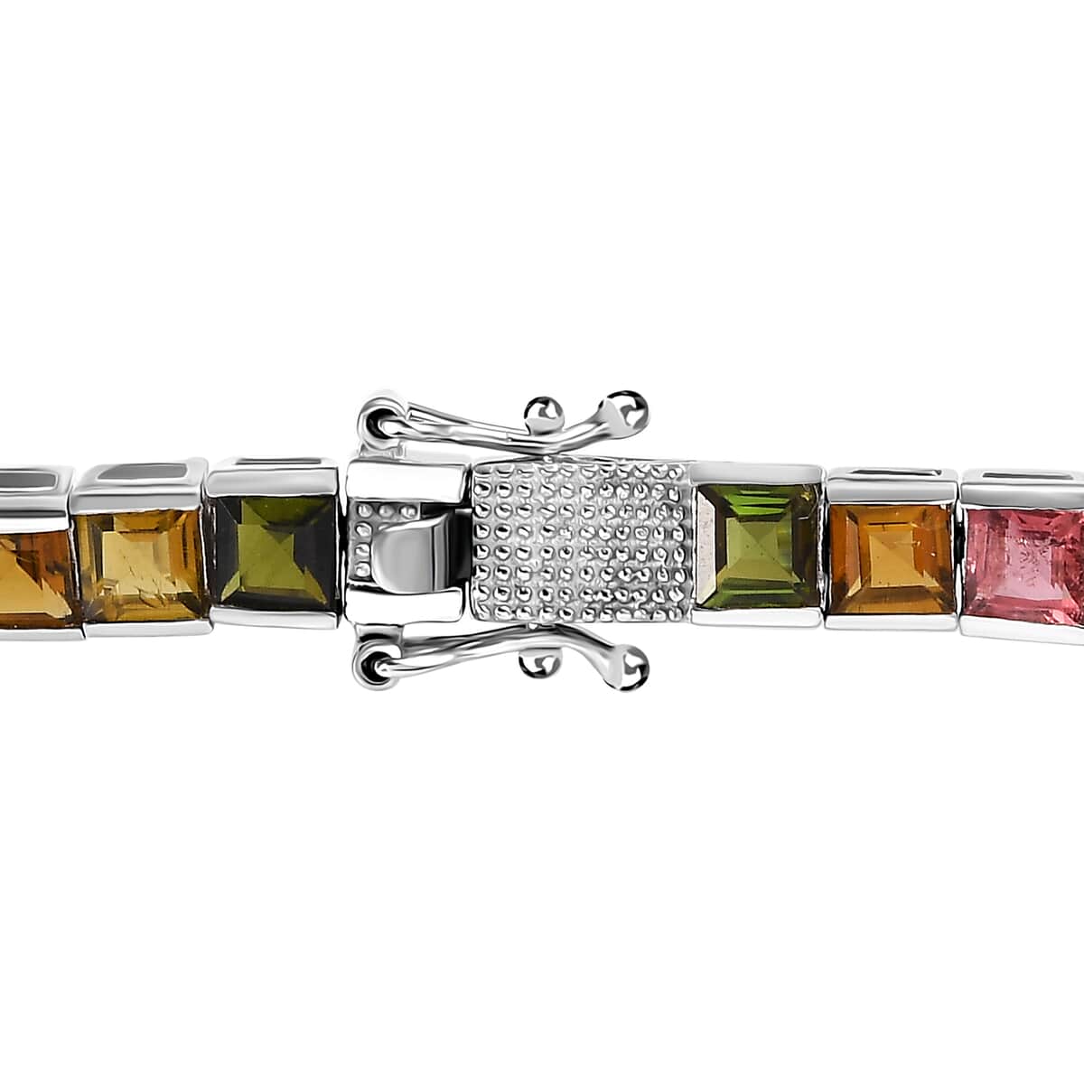 Princess Cut Multi-Tourmaline Tennis Bracelet in Platinum Over Sterling Silver (6.50 In) 13.15 ctw image number 3