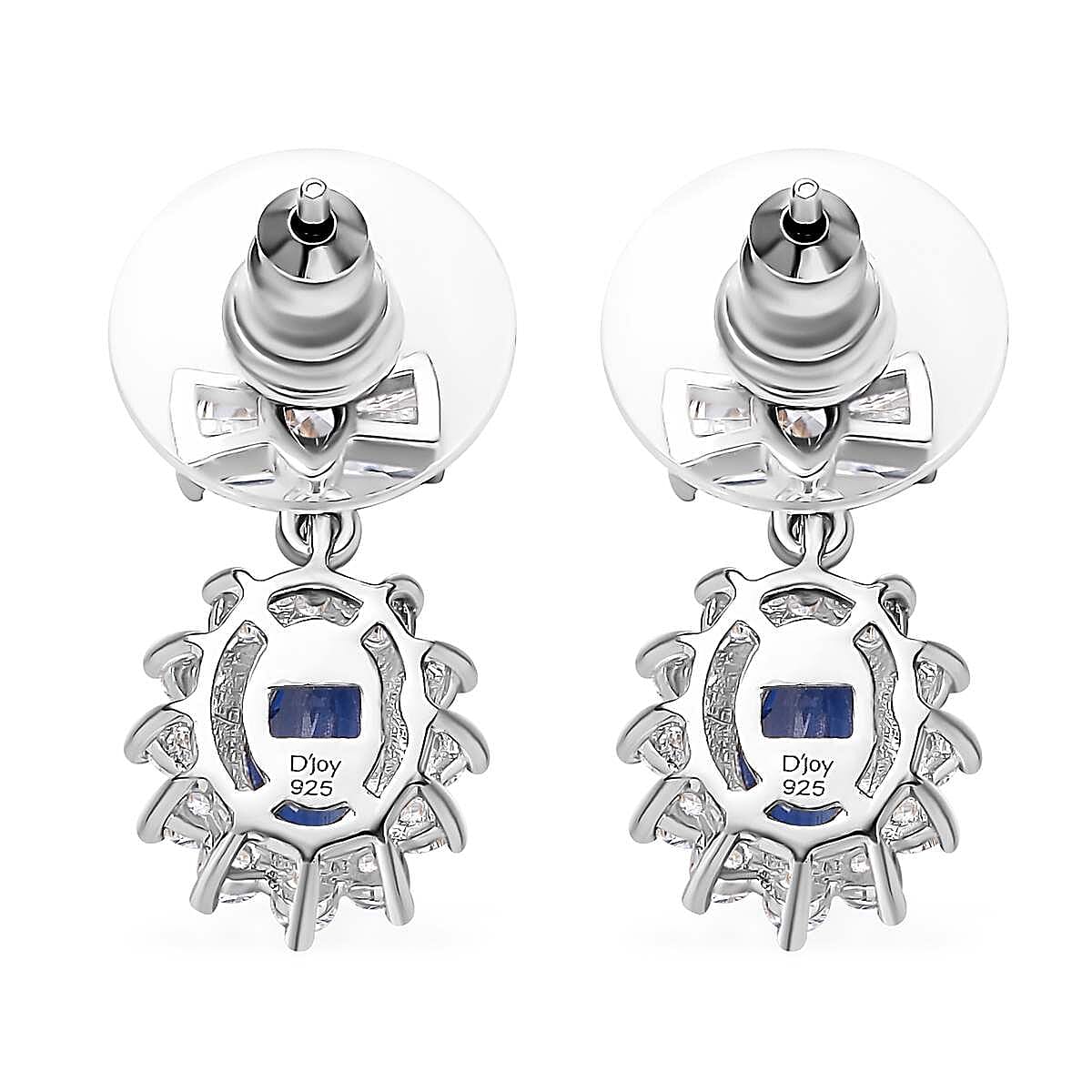 Kashmir Kyanite and White Zircon Sunburst Earrings in Platinum Over Sterling Silver 4.00 ctw
