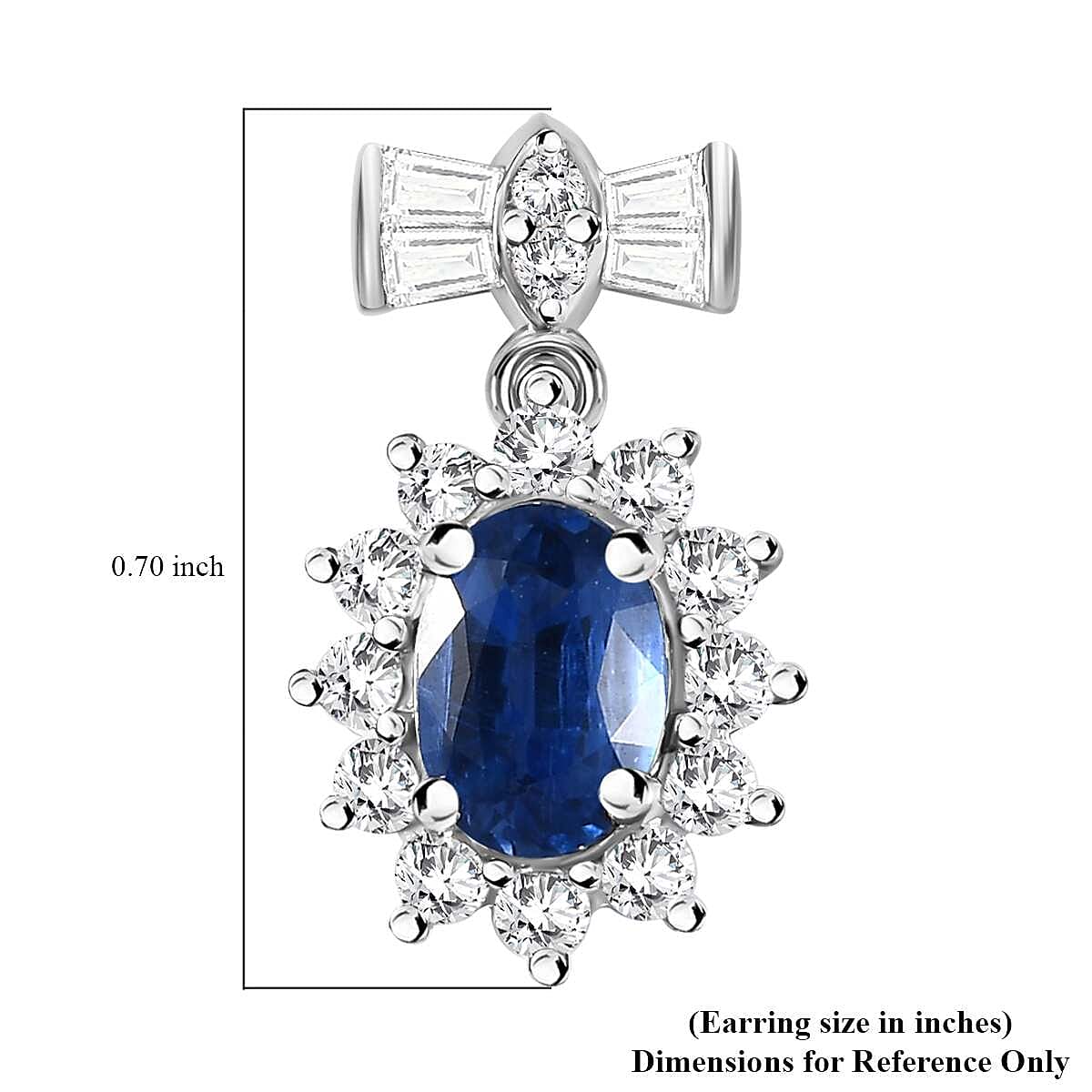 Kashmir Kyanite and White Zircon Sunburst Earrings in Platinum Over Sterling Silver 4.00 ctw