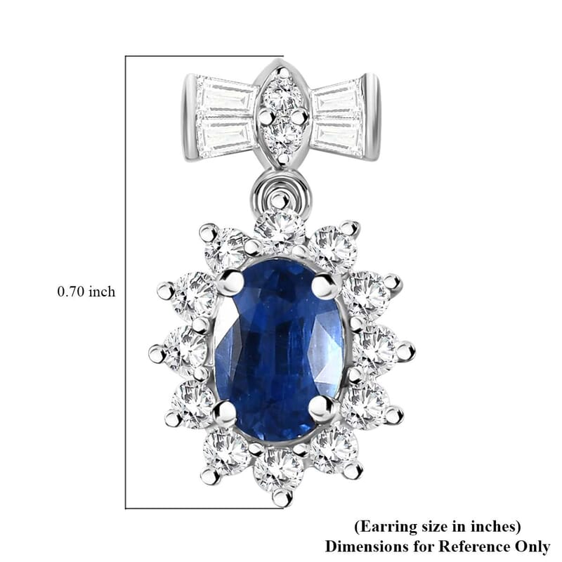 Kashmir Kyanite and White Zircon Sunburst Earrings in Platinum Over Sterling Silver 4.00 ctw